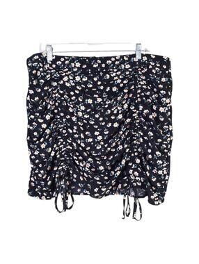 SHEIN Plus 2XL Black Floral Ruched Mini Skirt Y2K Soft Girl Coquette